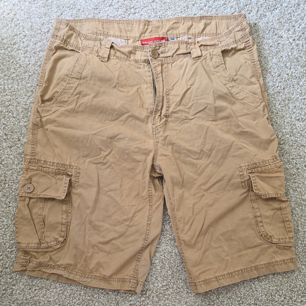 Denim House Men's Tan Cargo Shorts, Size 38